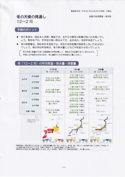 2018～19冬の天候の見通し